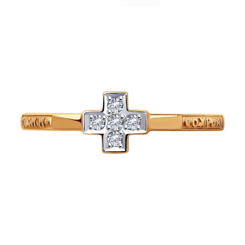 Купить Кольцо из красного золота "Спаси и Сохрани" с фианитами (31073)