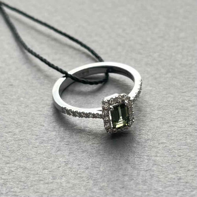 картинка Кольцо из белого золота "Спаси и Сохрани" с турмалином и бриллиантами (31069) 