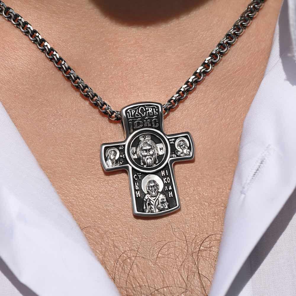 Купить Крест из серебра "Святой Николай Чудотворец" (42689)