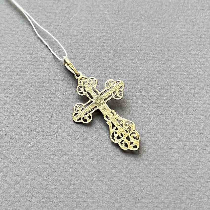 Купить Крест из желтого золота "Спаси и Сохрани" (41008)