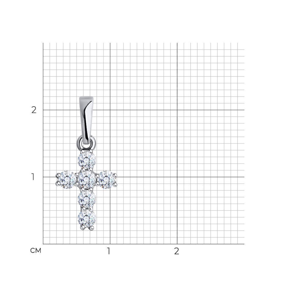 Купить Крест из белого золота с фианитами (41558)