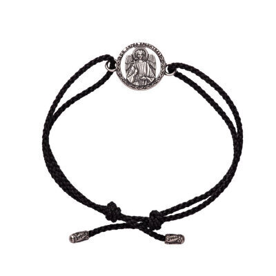 картинка Браслет из шнурка и серебра "Ангел Хранитель" (12267) 