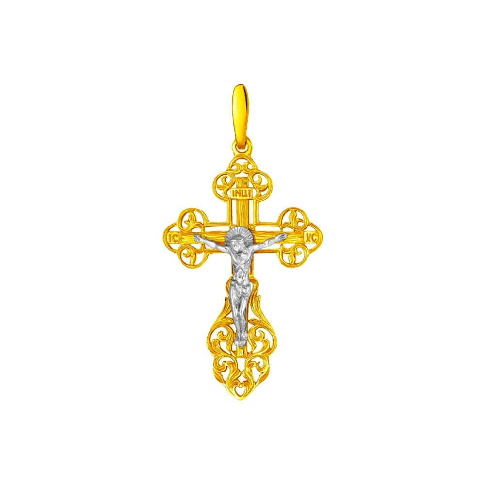 Купить Крест из желтого золота "Спаси и Сохрани" (41008)