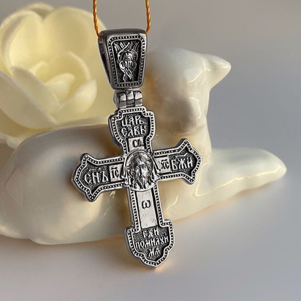 Купить Крест из серебра "Спас Нерукотворный" (42550)