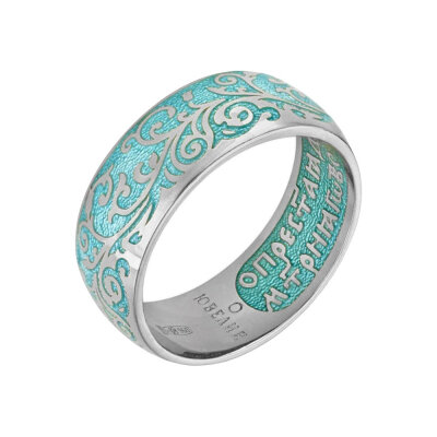 картинка Кольцо из серебра "Молитва Пресвятой Богородице перед иконой Умиление" с эмалью (32375) 