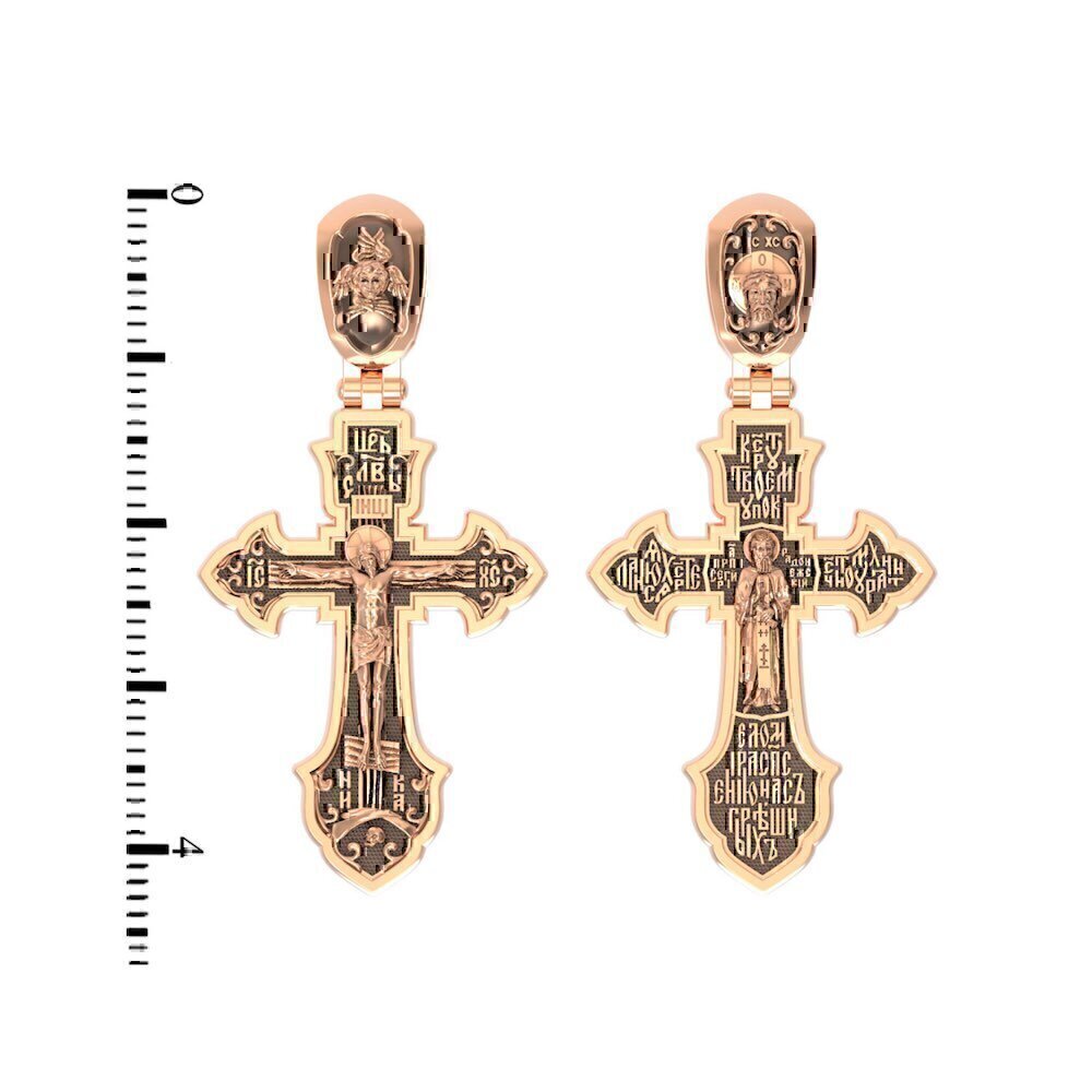 Купить Крест из красного золота "Святой Сергий Радонежский" (2246)