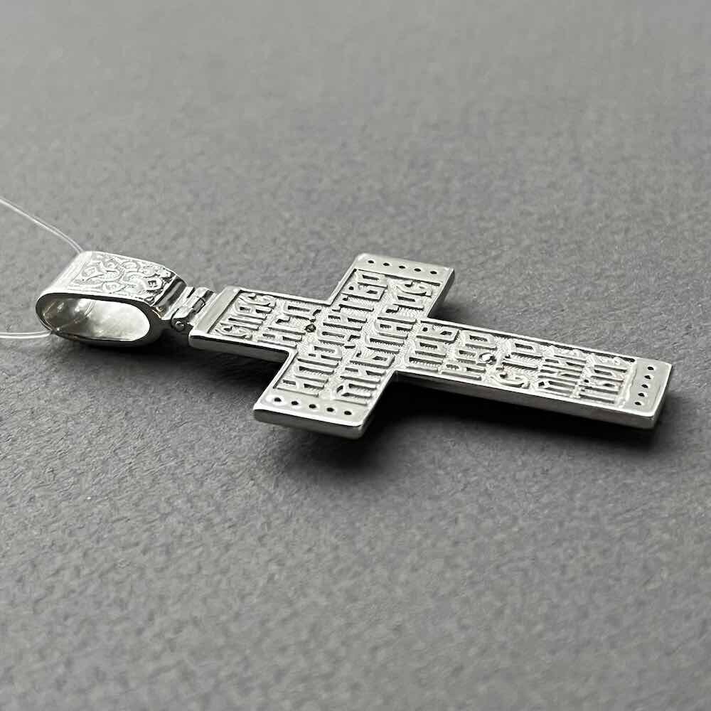 Купить Крест из серебра "Распятие Христа" с эмалью и фианитами (42978)