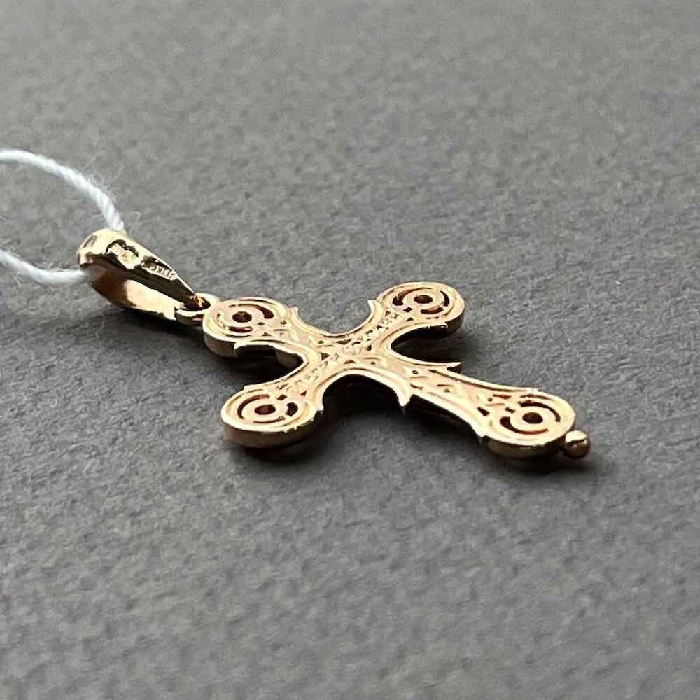 Купить Крест из красного золота "Спаси и Сохрани" с фианитами (41390)