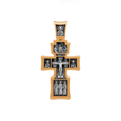 картинка Крест из серебра "Святые покровители" (42854) 