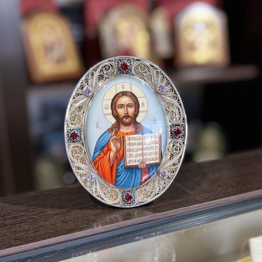 Купить Икона "Господь Вседержитель" эмаль финифть (20610)