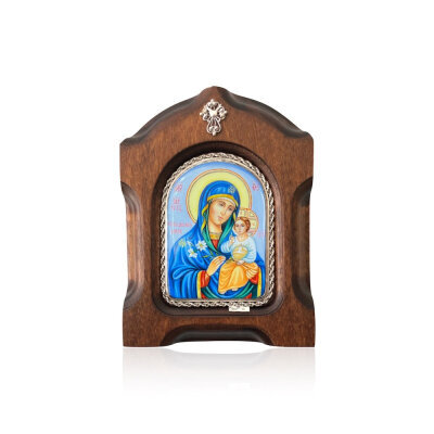 картинка Икона "Божия Матерь Неувядаемый цвет" эмаль финифть (20198) 