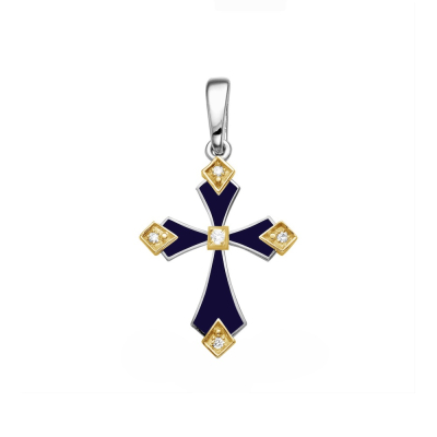 картинка Крест из серебра с эмалью и фианитами (42972) 