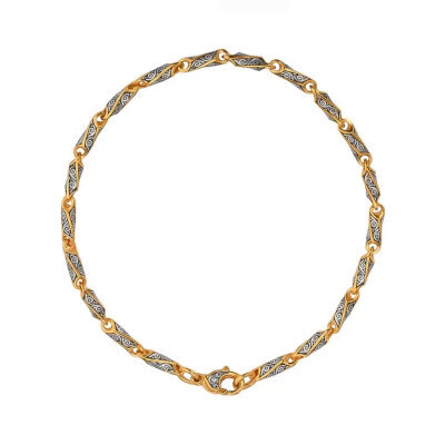 картинка Браслет литой из серебра с узорами на звенья (12385) 