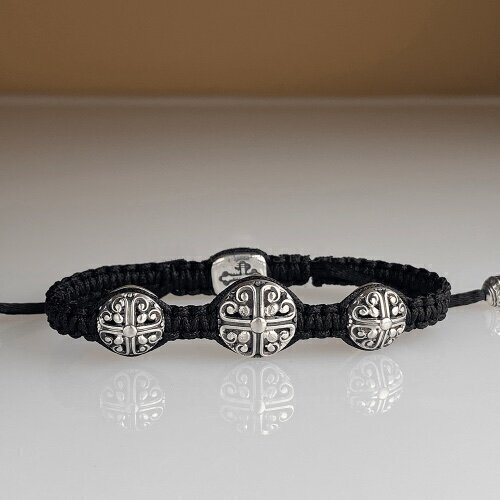 Купить Браслет из шнурка и серебра "Архангелы" (12140)