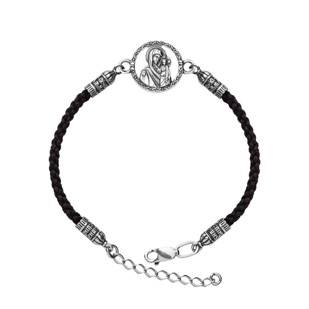 Купить Браслет из шнурка и серебра "Божия Матерь Казанская" (12430)