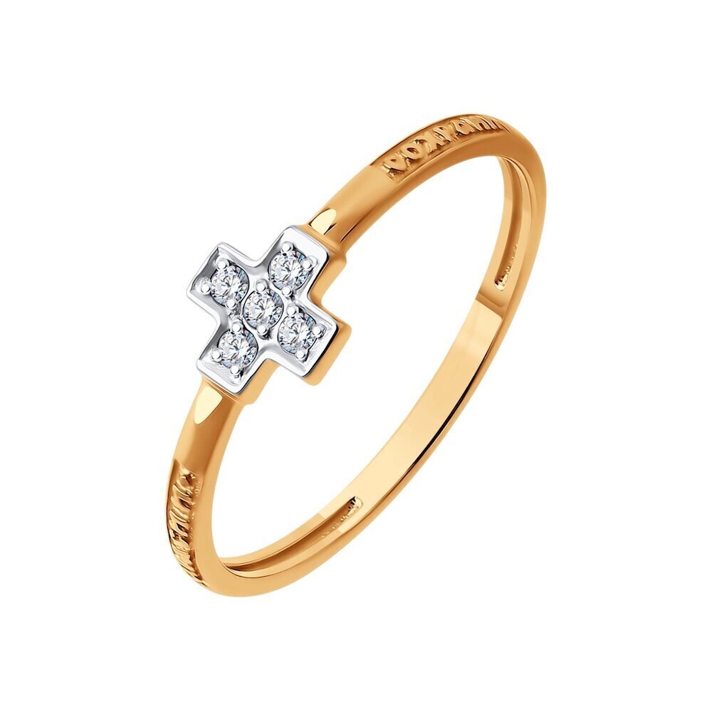 Купить Кольцо из красного золота "Спаси и Сохрани" с фианитами (31073)