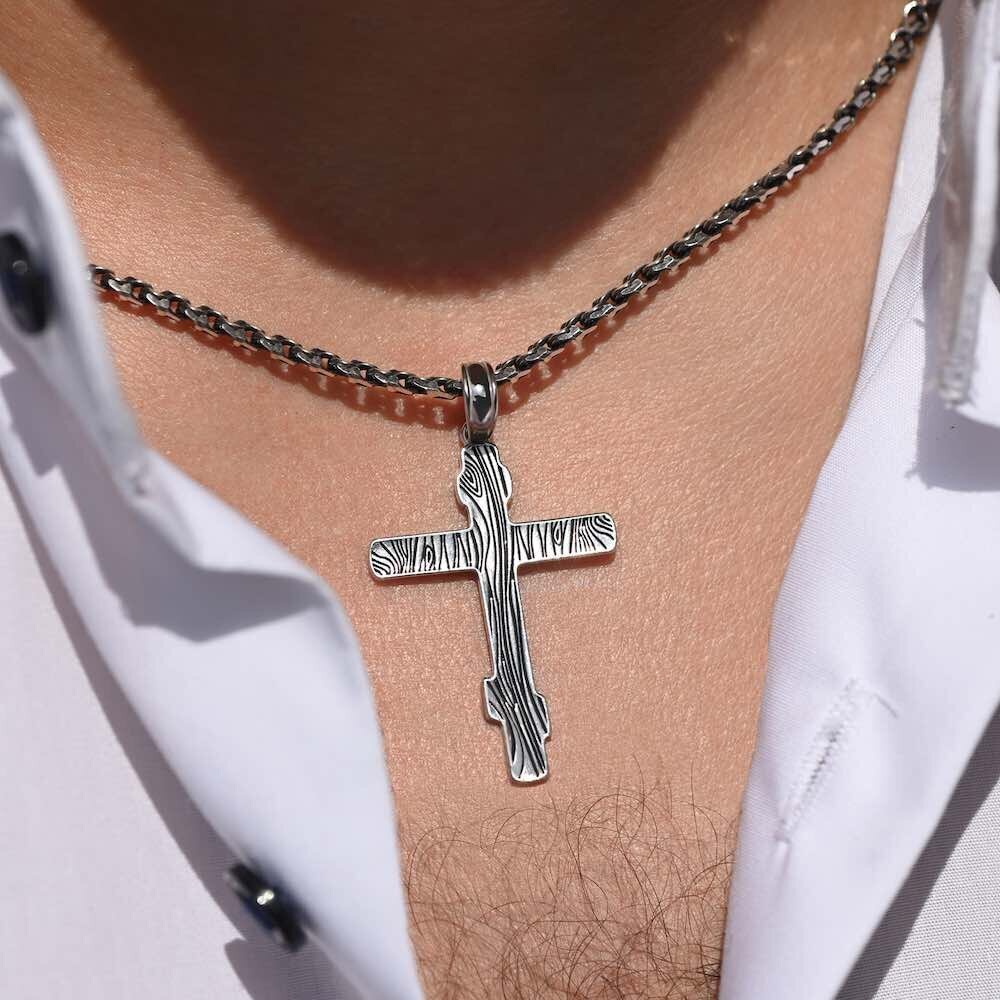 Купить Крест из серебра "Спаси Господи люди Твоя" (42762)