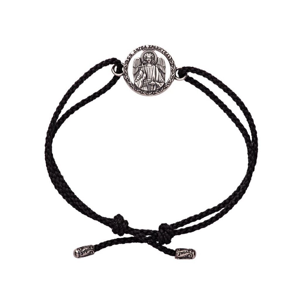 Купить Браслет из шнурка и серебра "Ангел Хранитель" (12266)