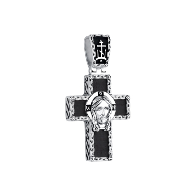 картинка Крест из дерева граб и серебра "Спаси и Сохрани" (42671) 