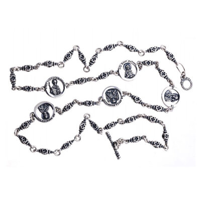 картинка Цепь из серебра "Лики святых" (92477) 