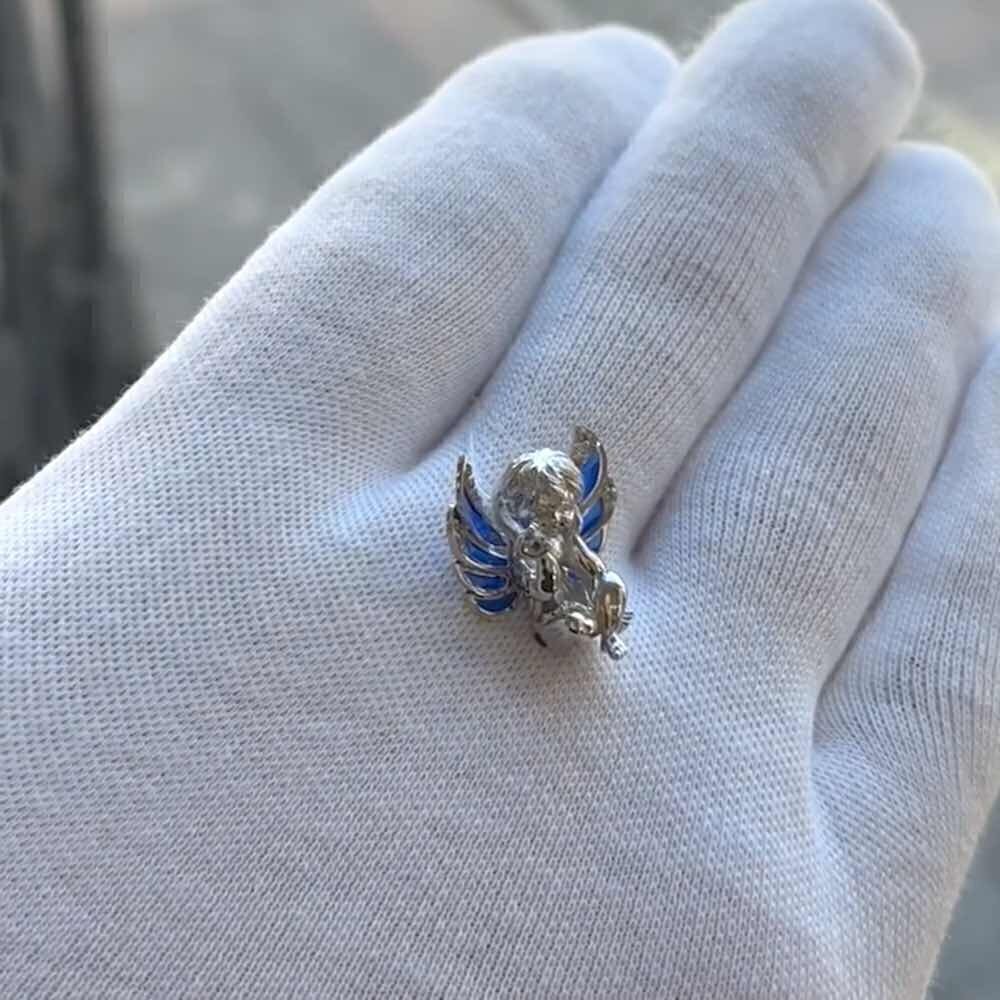 Купить Подвеска из белого золота "Ангелочек" с бриллиантами (51068)