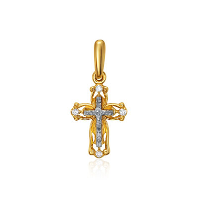 картинка Крест из желтого золота с бриллиантом (41106) 
