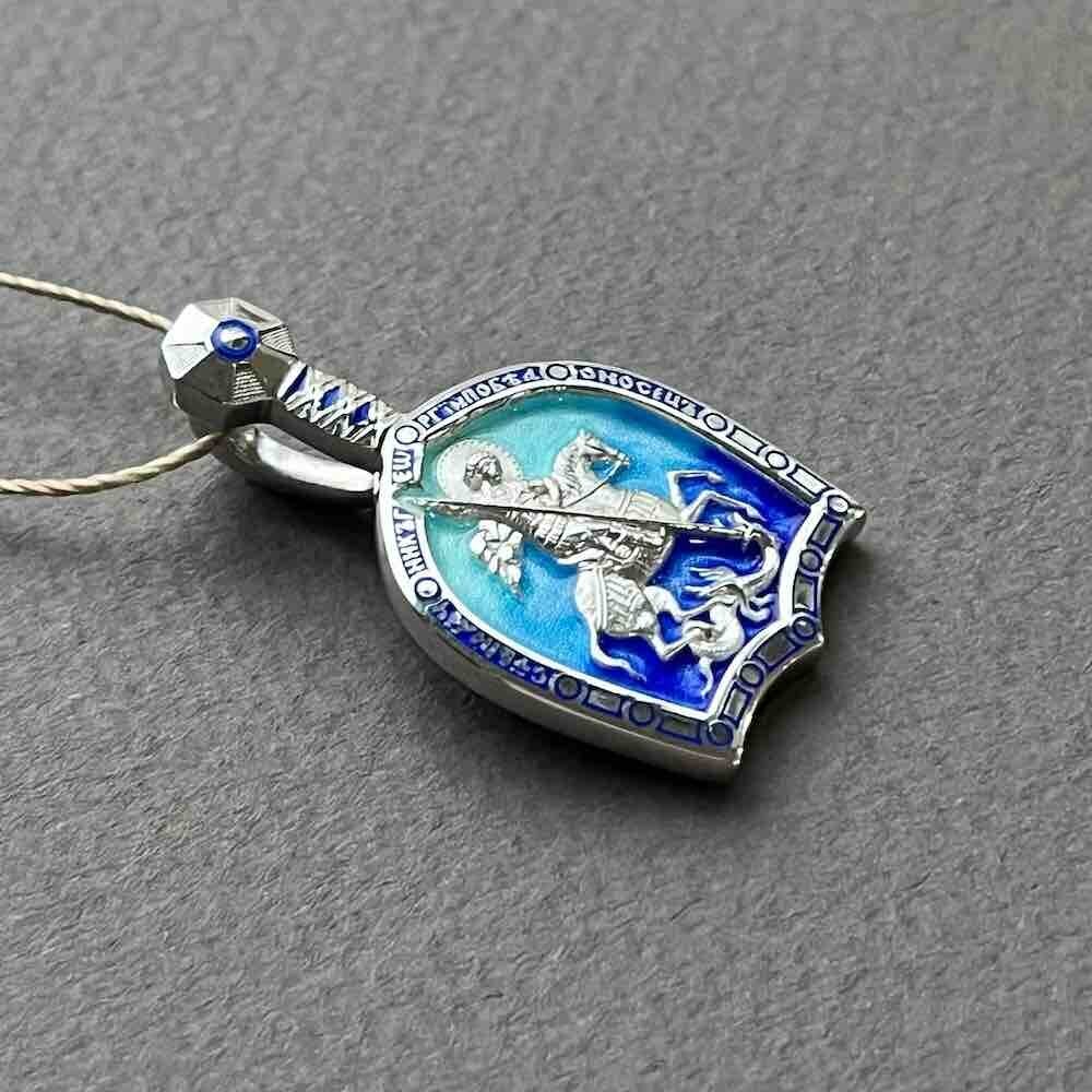 Купить Образ из серебра "Святой Георгий Победоносец" с эмалью (52881)