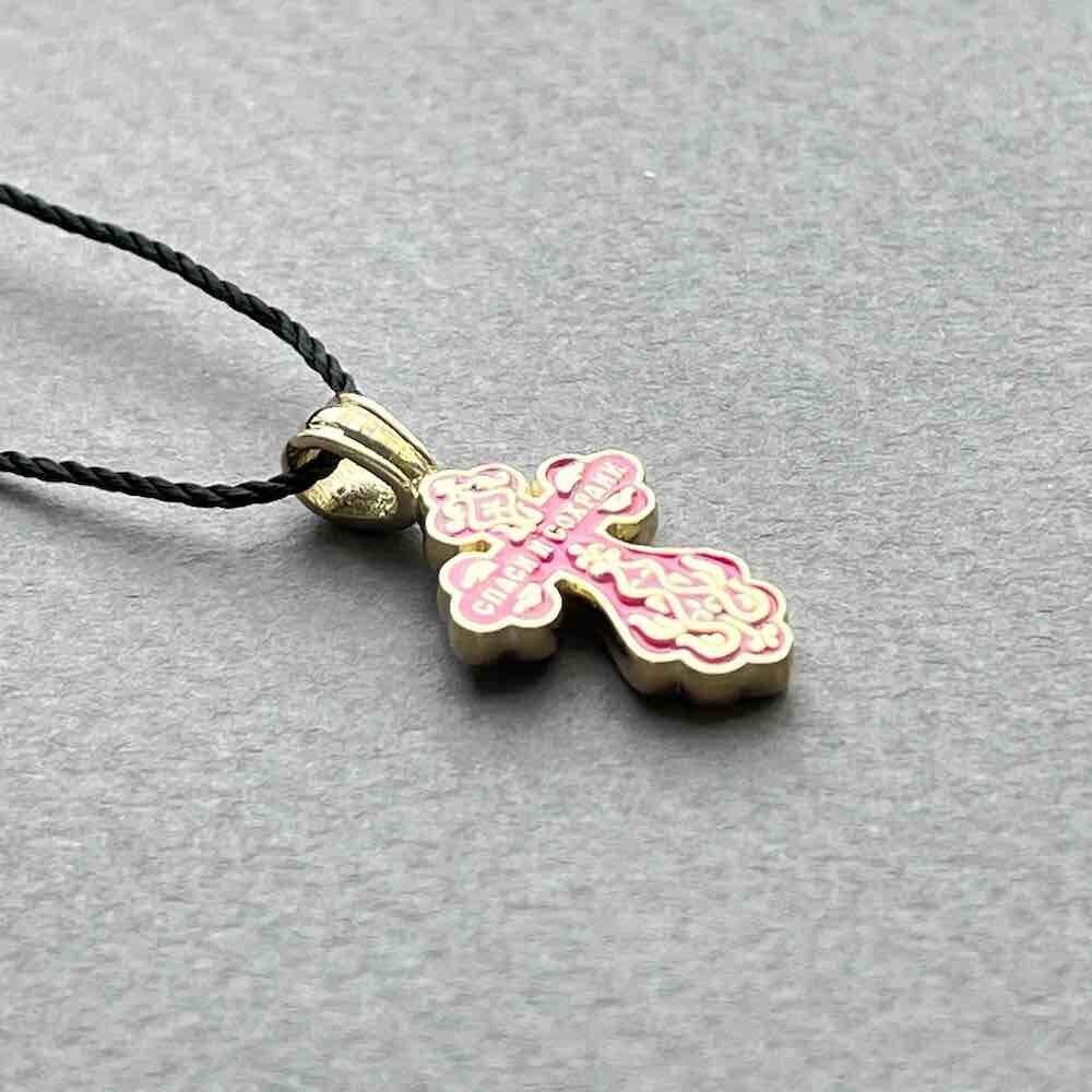 Купить Крест из желтого золота "Спаси и Сохрани" с эмалью (41498)