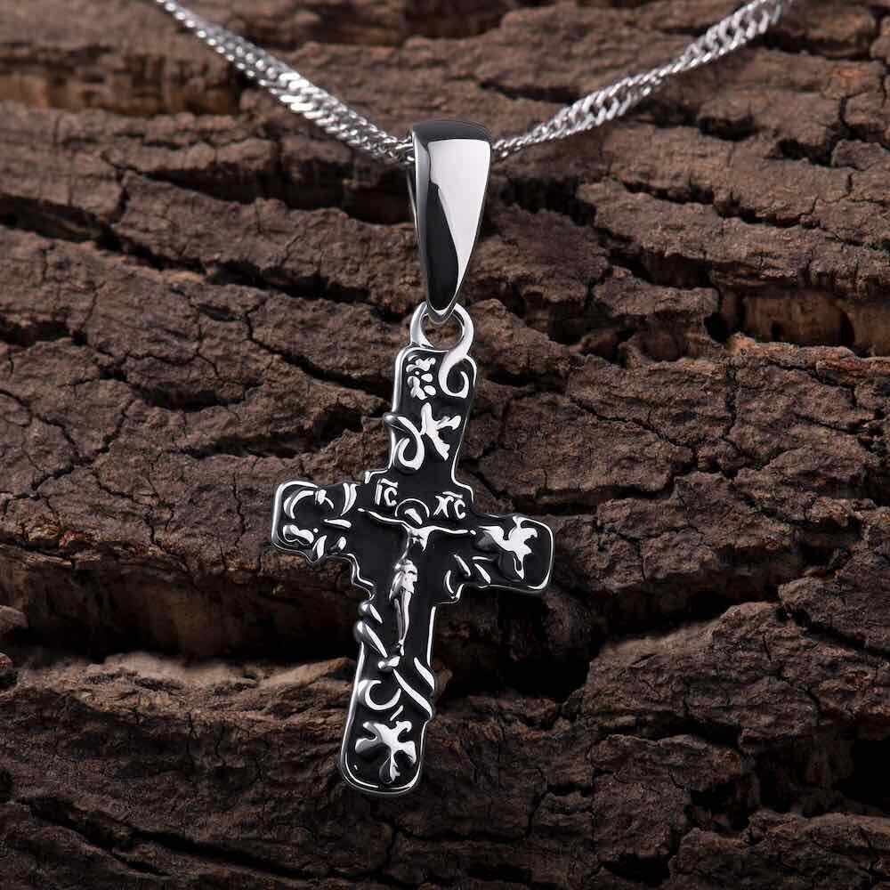 Купить Крест из серебра "Виноградная лоза" (42741)