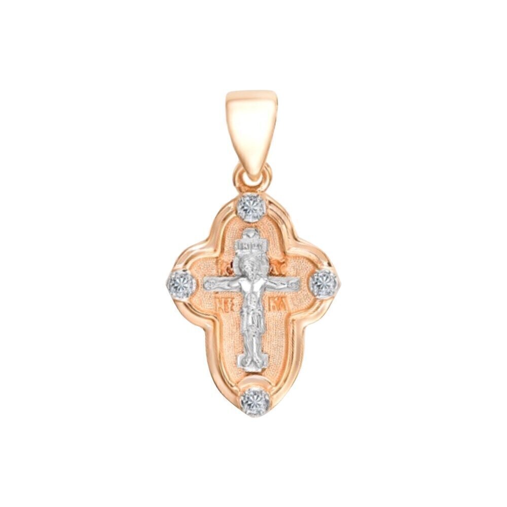 Купить Крест из красного золота "Страсти Христовы"с бриллиантами (41032)