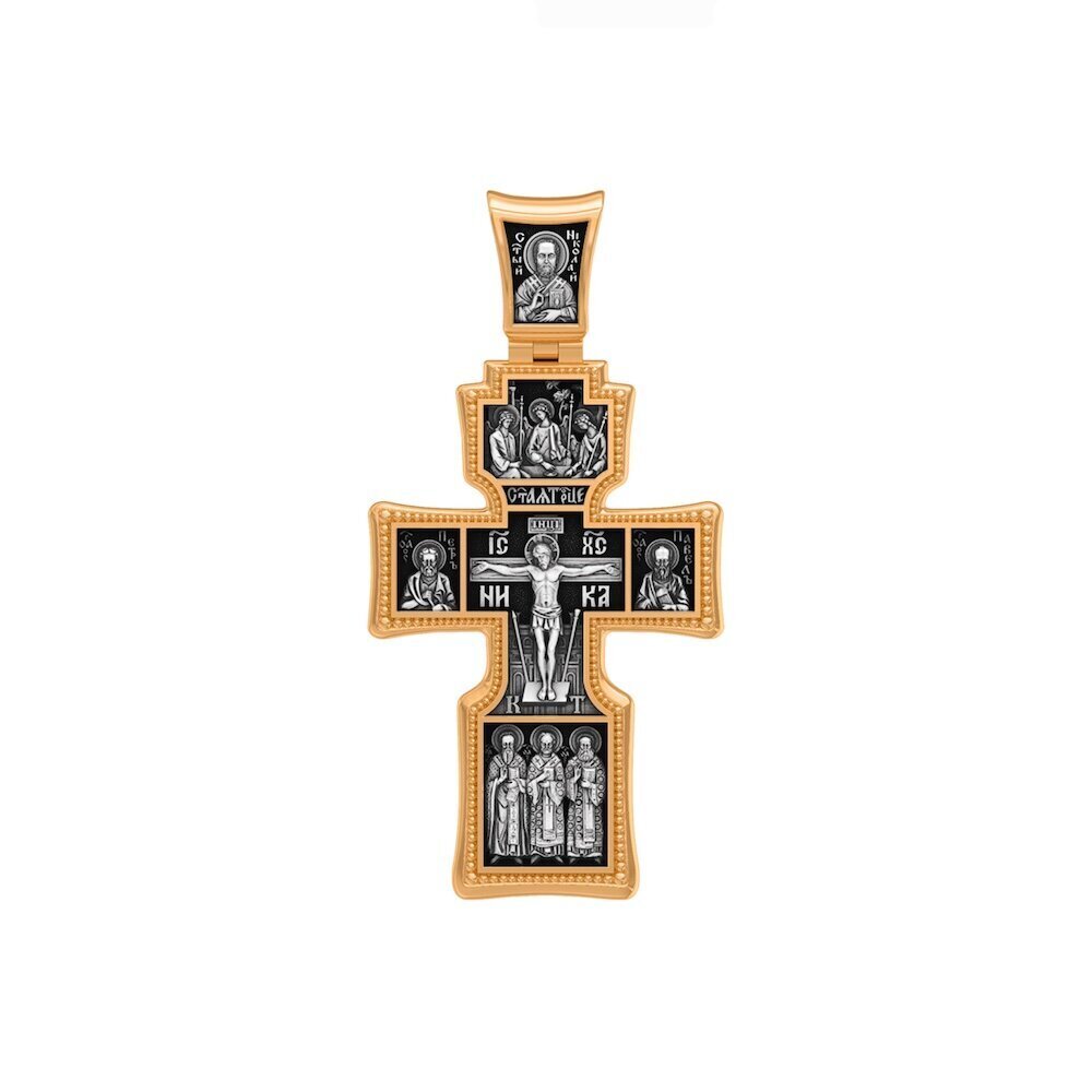 Купить Крест из серебра "Святые покровители" (42854)