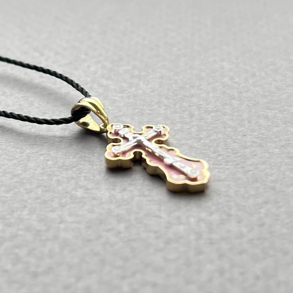 Купить Крест из желтого золота "Спаси и Сохрани" с бриллиантами (41368)