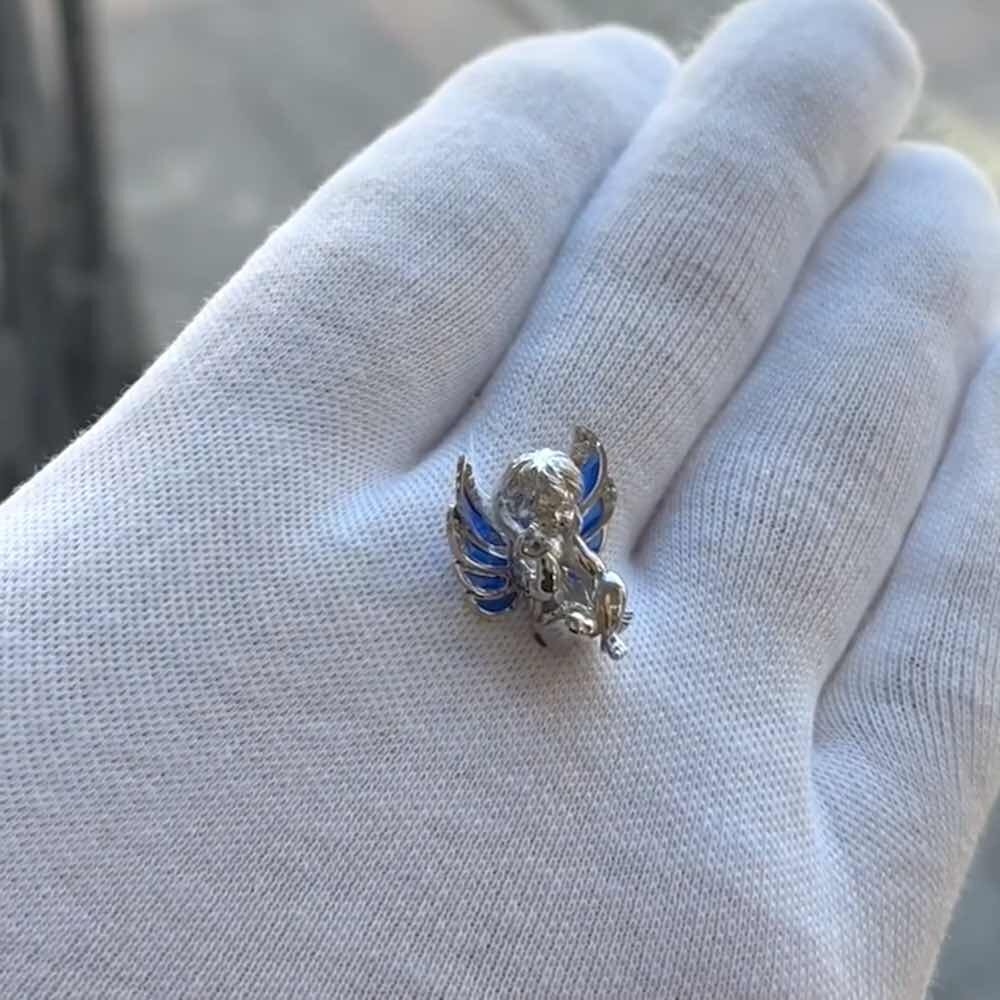 Купить Подвеска из белого золота "Ангелочек" с бриллиантами (51068)