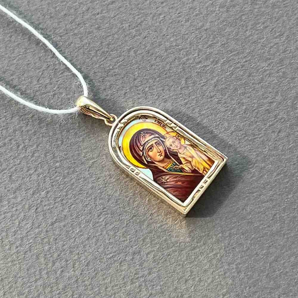 Купить Образ из красного золота "Божия Матерь Казанская" с перламутром (51113)