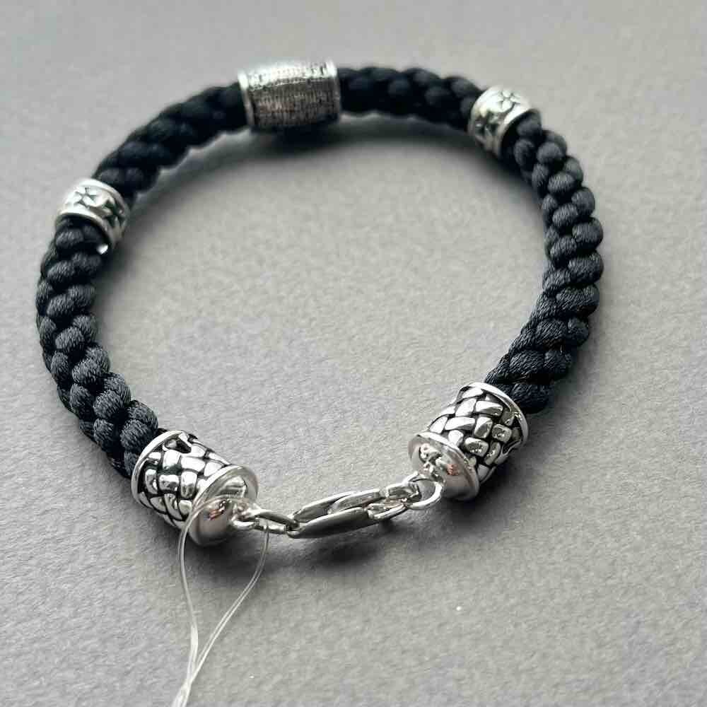 Купить Браслет из шнурка и серебра "Помилуй Мя Грешного" (12291)