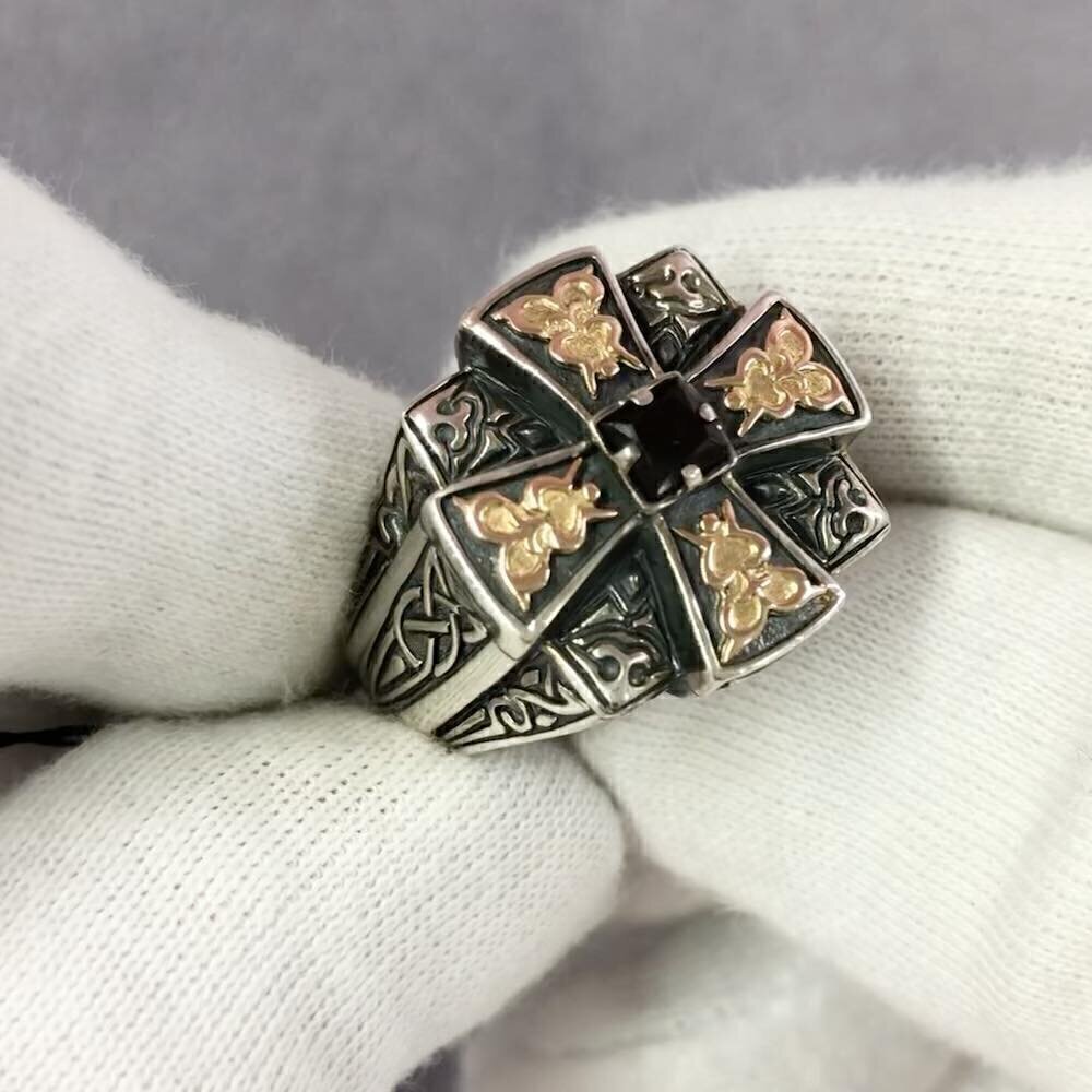 Купить Кольцо из серебра "Апостол" с гранатом (32233)