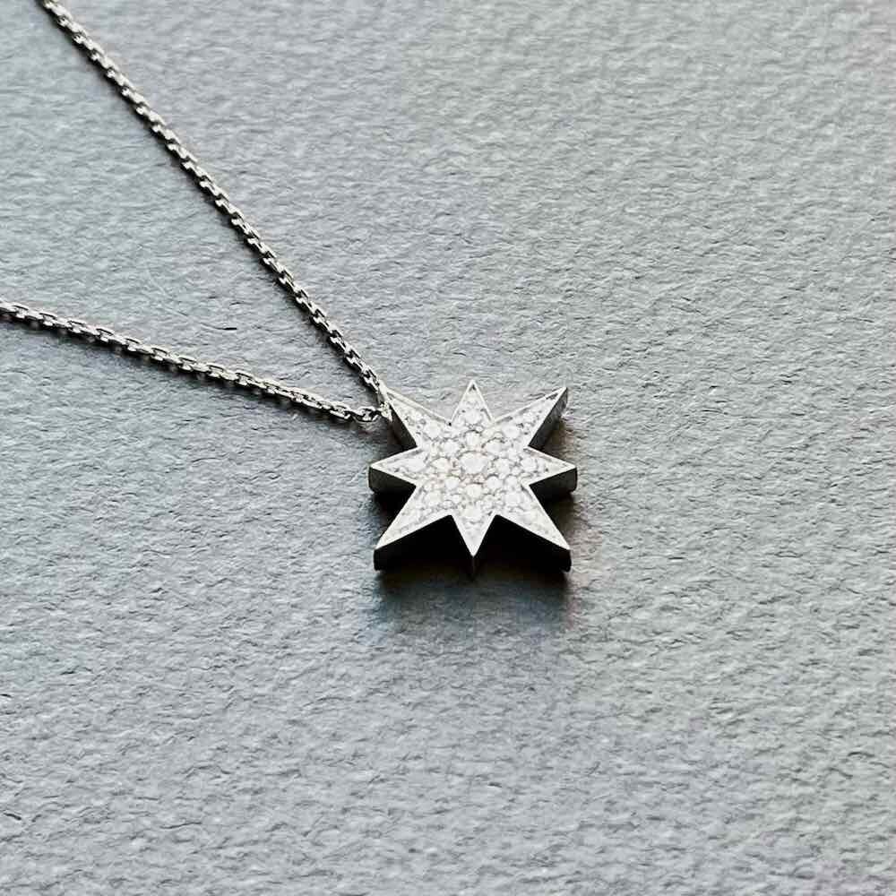 Купить Подвеска из белого золота "Вифлеемская звезда" с бриллиантами на цепочке (51074)