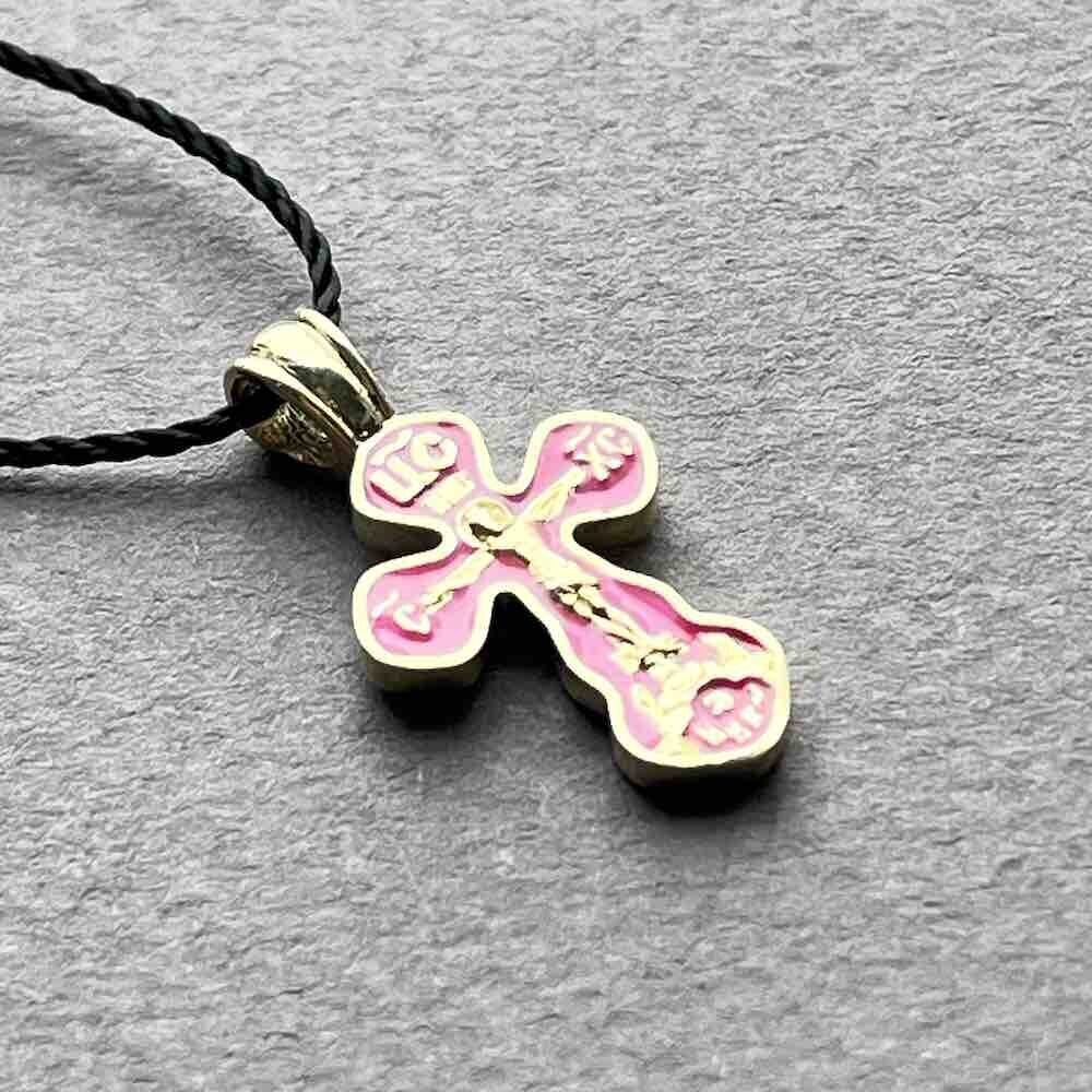 Купить Крест из желтого золота "Спаси и Сохрани" с эмалью (41499)