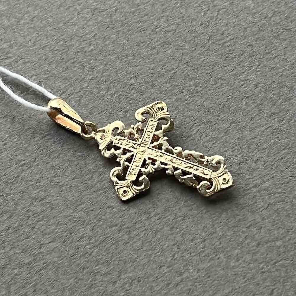 Купить Крест из красного золота "Спаси и Сохрани" с фианитами (41140)