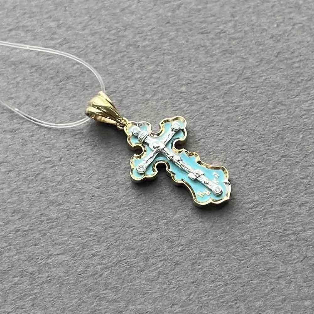 Купить Крест из желтого золота "Спаси и Сохрани" с бриллиантами (41578)