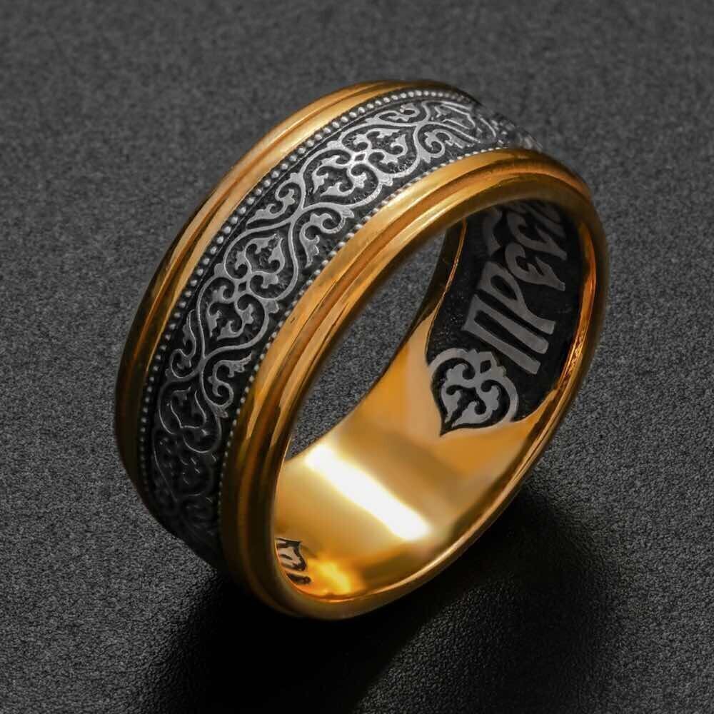 Купить Кольцо из серебра "Пресвятая Богородица, спаси нас" (32361)