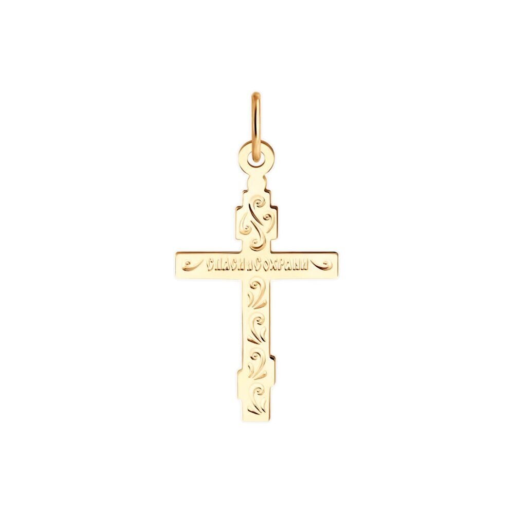Купить Крест из красного золота "Спаси и Сохрани" (41566)