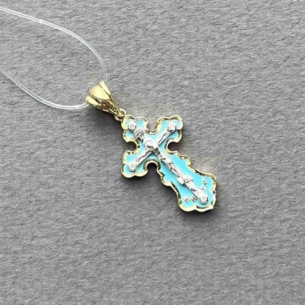 Купить Крест из желтого золота "Спаси и Сохрани" с бриллиантами (41578)