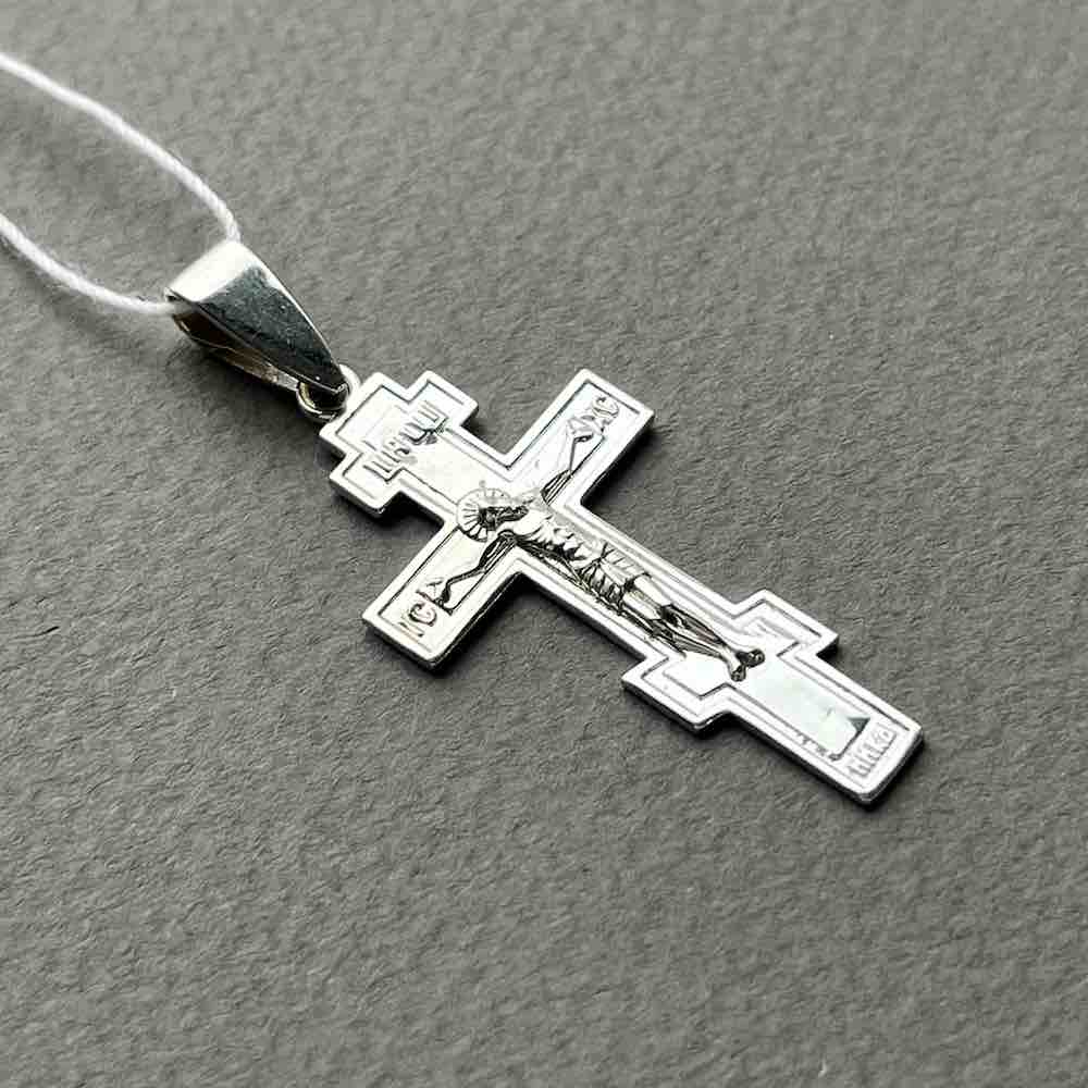 Купить Крест из белого золота "Спаси и Сохрани" (41442)