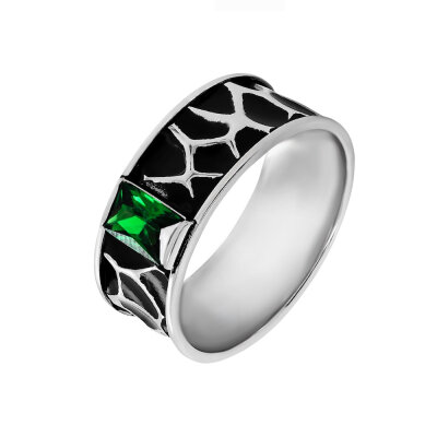 картинка Кольцо широкое из серебра с фианитом (32371) 