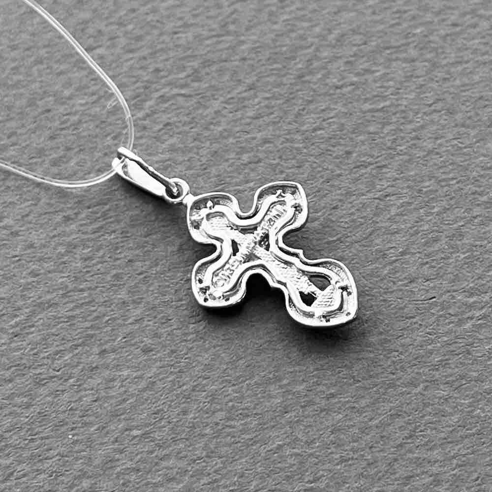 Купить Крест из белого золота "Спаси и Сохрани" с бриллиантами (41537)