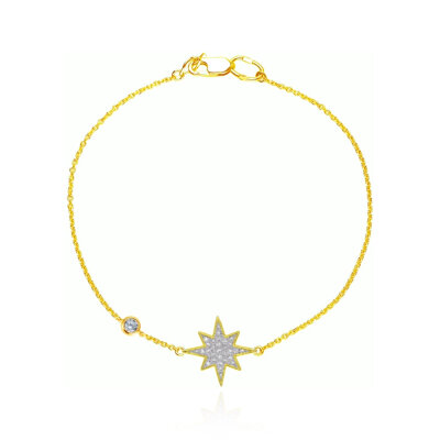 картинка Браслет из желтого золота "Вифлиемская звезда" с бриллиантами (11008) 