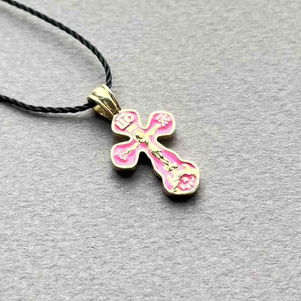 Купить Крест из желтого золота "Спаси и Сохрани" с эмалью (41499)