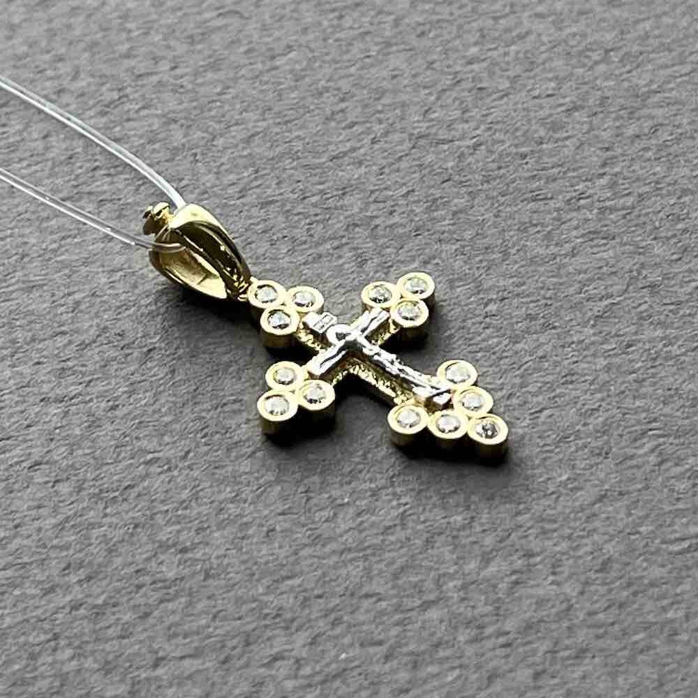 Купить Крест из желтого золота "Спаси и Сохрани" с бриллиантами (41584)