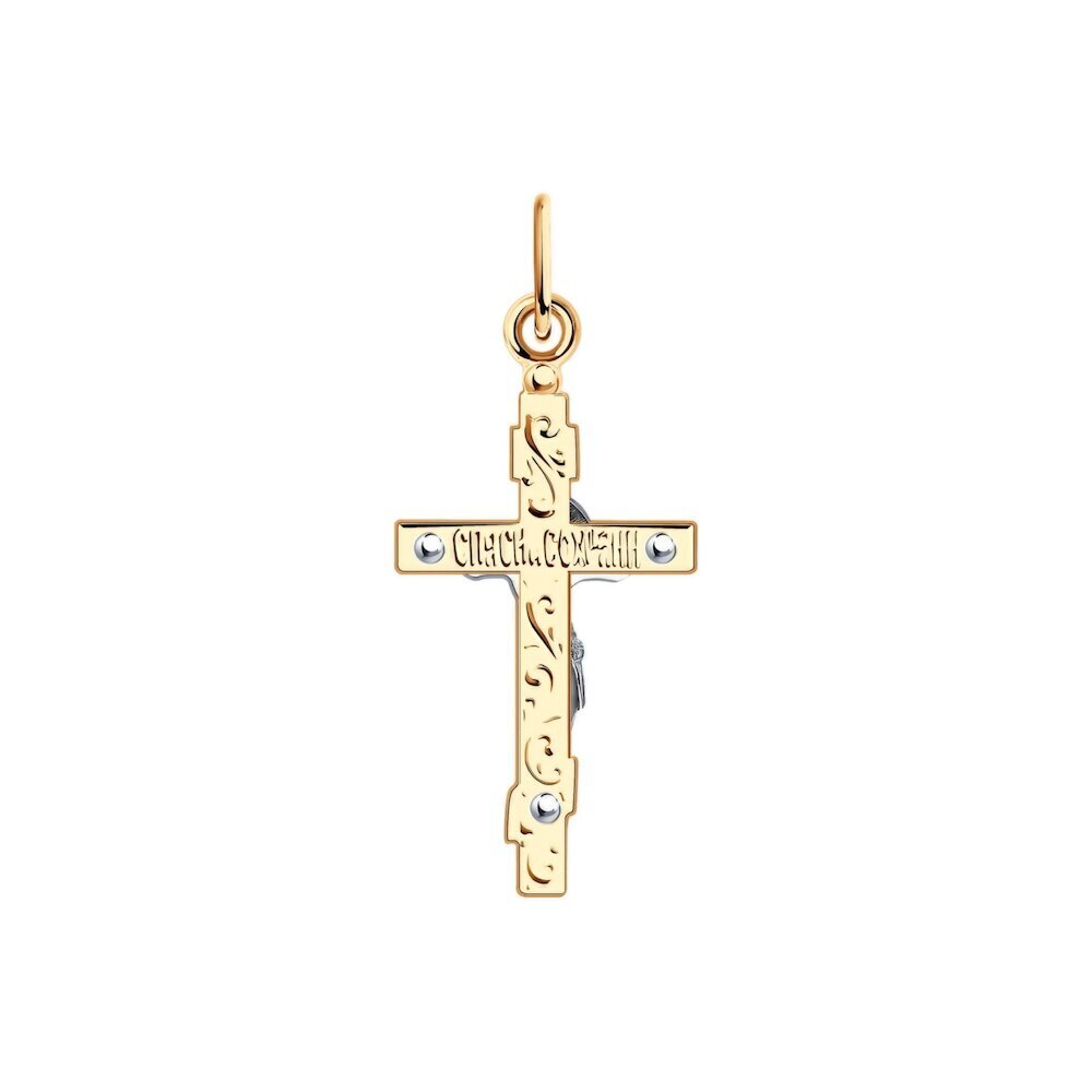 Купить Крест из красного золота "Спаси и Сохрани" (41416)